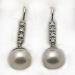 White Pearl & Diamond Earrings 